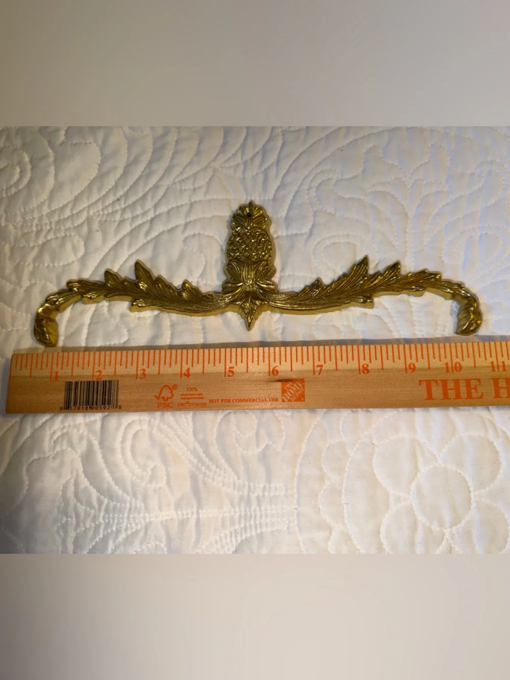 Antique Solid Brass Scrolled Pineapple Wall Pediment